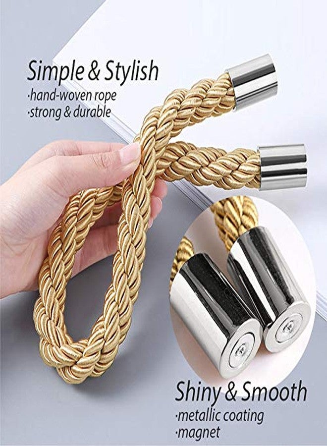 NICEEC 6 Pack Strong Magnetic Curtain Tiebacks Modern Simple Style Drape Tie Backs Convenient Decorative Weave Rope Curtain Holdbacks for Thin or Thick Home & Office Window Draperies (Bronze) - Image 3